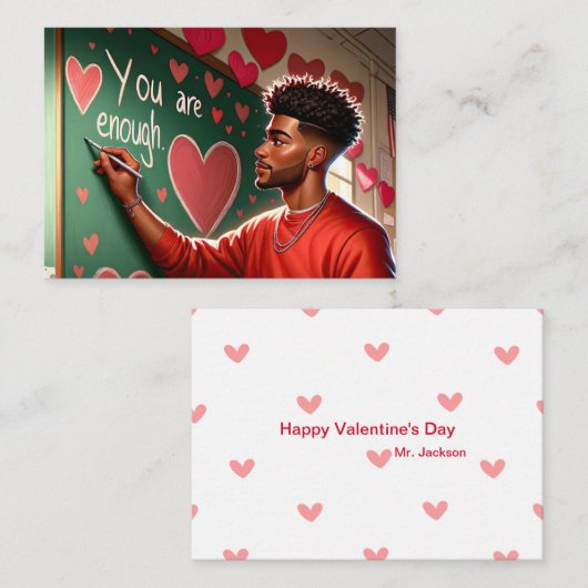 アフリカ系アメリカ人男性教師のバレンタインカード ノートカード (正面/裏面)