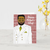 アフリカ系アメリカ人男性、ホワイトスーツの父の日 カード (黄色い花)