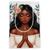 アフリカ系アメリカ人祈女性 ミディアムペーパーバッグ (正面)