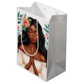 アフリカ系アメリカ人祈女性 ミディアムペーパーバッグ (裏面アングル)