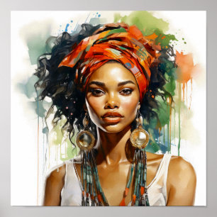 アフリカ系アメリカ人絵画女性 ポスター