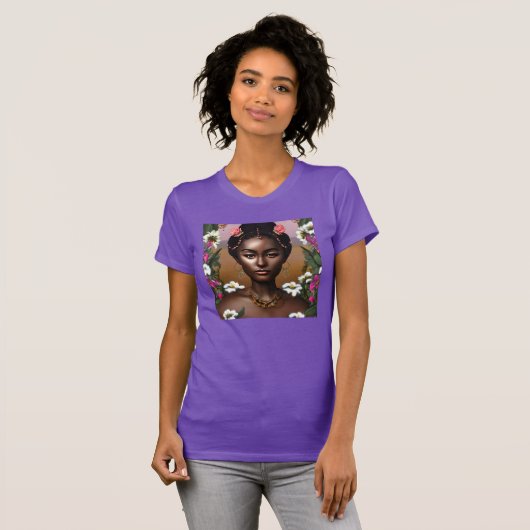 アフリカ系アメリカ人美しいAIアート Tシャツ (正面フル)