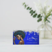 アフリカ系アメリカ人美容師シルバーグリッタードリップ 名刺 (スタンド正面)