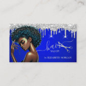 アフリカ系アメリカ人美容師シルバーグリッタードリップ 名刺 (正面)