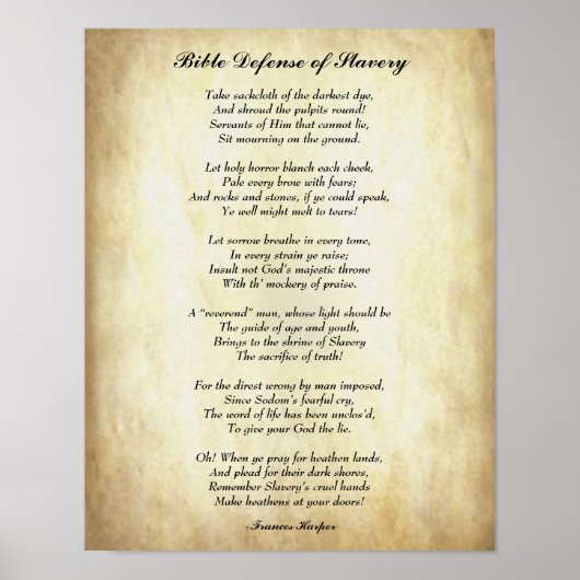 アフリカ系アメリカ人詩バイブル奴隷保護 ポスター (正面)