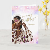 アフリカ系アメリカ人誕生日カード カード (黄色い花)