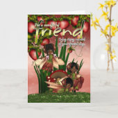 アフリカ系アメリカ人誕生日カード – 友人 – ムーニー カード (黄色い花)