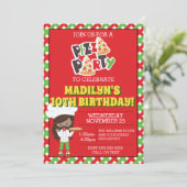 アフリカ系アメリカ人誕生日ガールピザパーティー 招待状 (スタンド正面)