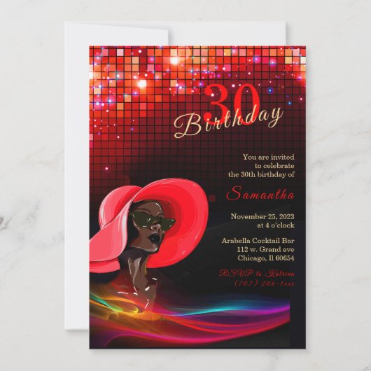 アフリカ系アメリカ人誕生日 招待状 (正面)