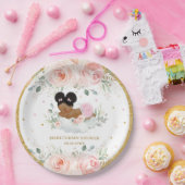 アフリカ系アメリカ人赤面フローラガールベビーシャワー ペーパープレート (パーティー)