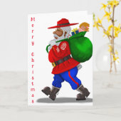 アフリカ系アメリカ人軍隊サンタグリーティングカード カード (黄色い花)