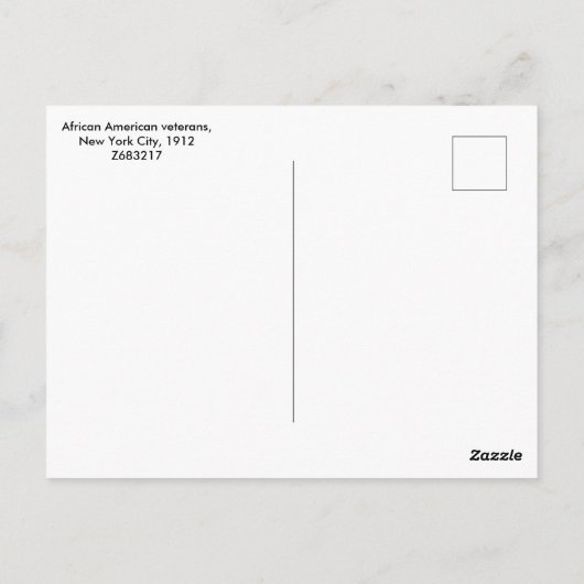 アフリカ系アメリカ人退役軍人、ニューヨーク、1912年 ポストカード (裏面)