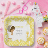 アフリカ系アメリカ人金ゴールドダマスク ペーパープレート (パーティー)