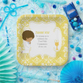 アフリカ系アメリカ人金ゴールドダマスク ペーパープレート (パーティー)