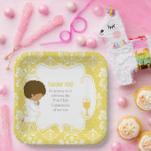 アフリカ系アメリカ人金ゴールドダマスク ペーパープレート (パーティー)