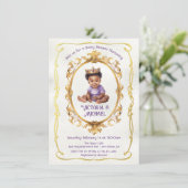 アフリカ系アメリカ人金ゴールドプリンスベビーシャワー 招待状 (スタンド正面)