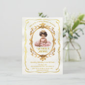 アフリカ系アメリカ人金ゴールドプリンセスベビーシャワー 招待状 (スタンド正面)