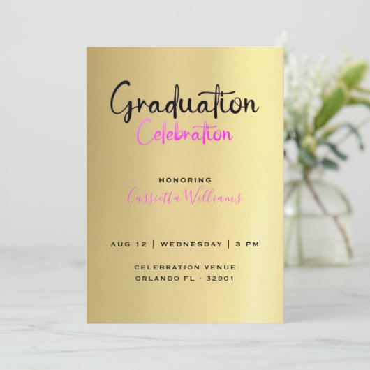 アフリカ系アメリカ人金ゴールド卒業お祝い 招待状 (スタンド正面)