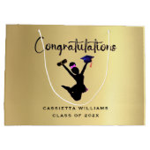 アフリカ系アメリカ人金ゴールド卒業 ラージペーパーバッグ (裏面)