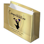 アフリカ系アメリカ人金ゴールド卒業 ラージペーパーバッグ (正面アングル)