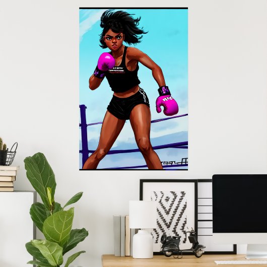 アフリカ系アメリカ人青年 | AI Art ポスター (ホームオフィス)