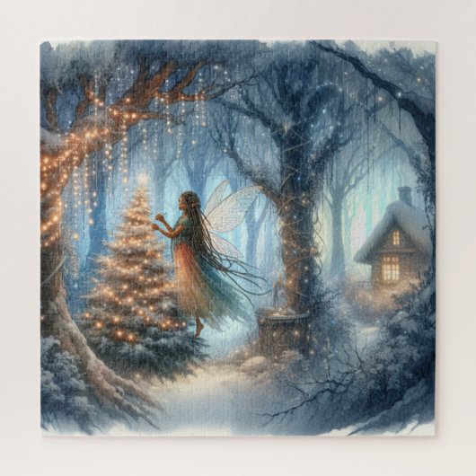 アフリカ系アメリカ人飾妖精のクリスマスツリー ジグソーパズル (縦)