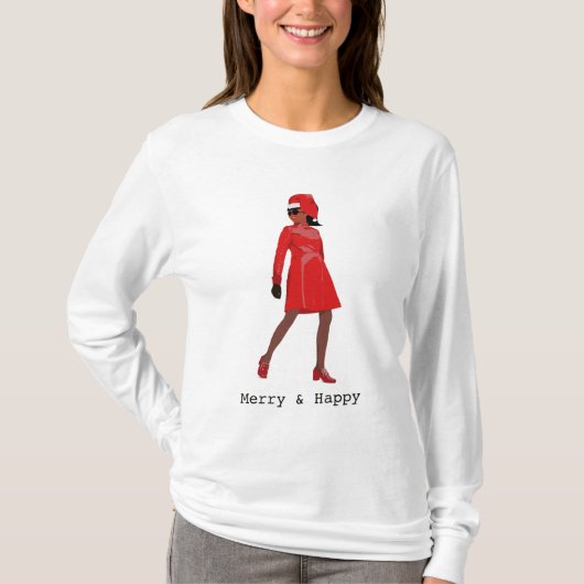 アフリカ系アメリカ人黒人女性クリスマスティー Tシャツ (正面)