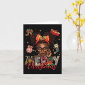 アフリカ系アメリカ人黒人女性メリークリスマスパジャム カード (黄色い花)