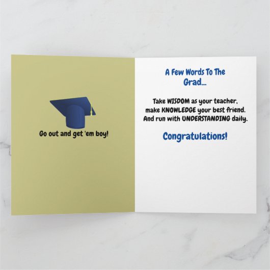 アフリカ系アメリカ人黒人男性の卒業 カード (内部)