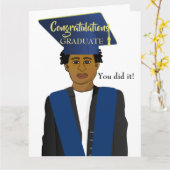 アフリカ系アメリカ人黒人男性の大学院カード カード (黄色い花)