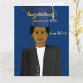 アフリカ系アメリカ人黒人男性の大学院カード カード (黄色い花)