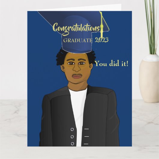 アフリカ系アメリカ人黒人男性の大学院カード カード (正面)