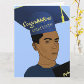 アフリカ系アメリカ人黒人男性グラッドブルー大学院カー カード (黄色い花)