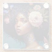 アフリカ系アメリカ人黒女神クイーンファンタジーアート ガラスコースター (裏面)