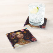 アフリカ系アメリカ人黒女神クイーンファンタジーアート ガラスコースター (アングル)