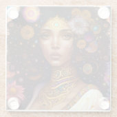 アフリカ系アメリカ人黒女神クイーンファンタジーアート ガラスコースター (裏面)