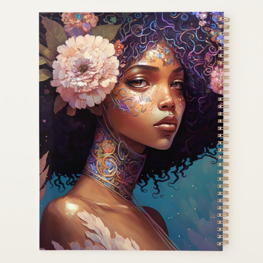 アフリカ系アメリカ人黒女神クイーンファンタジーアート プランナー手帳 (裏面)
