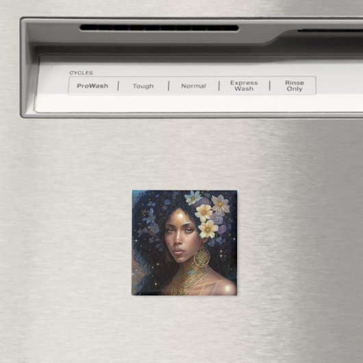 アフリカ系アメリカ人黒女神クイーンファンタジーアート マグネット (インサイチュ (食洗機))