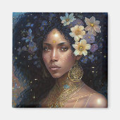 アフリカ系アメリカ人黒女神クイーンファンタジーアート マグネット (正面)