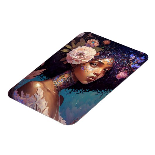 アフリカ系アメリカ人黒女神クイーンファンタジーアート マグネット (左側)