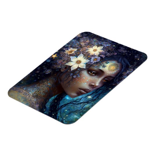 アフリカ系アメリカ人黒女神クイーンファンタジーアート マグネット (左側)