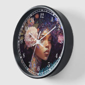 アフリカ系アメリカ人黒女神クイーンファンタジーアート 壁時計 (傾斜)