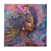 アフリカ系アメリカ人黒女神クイーンファンタジーアートC タイル (正面)