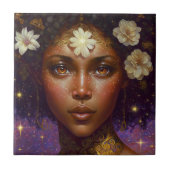 アフリカ系アメリカ人黒女神クイーンファンタジーアートC タイル (正面)