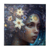 アフリカ系アメリカ人黒女神クイーンファンタジーアートC タイル (正面)