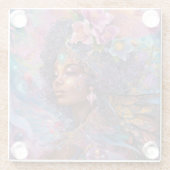 アフリカ系アメリカ人黒女神クイーンファンタジーアートG ガラスコースター (裏面)