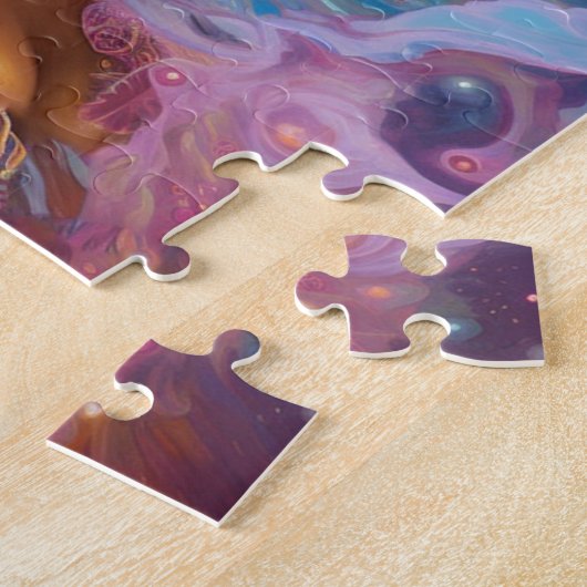 アフリカ系アメリカ人黒女神クイーンファンタジーアートJ ジグソーパズル (側面)