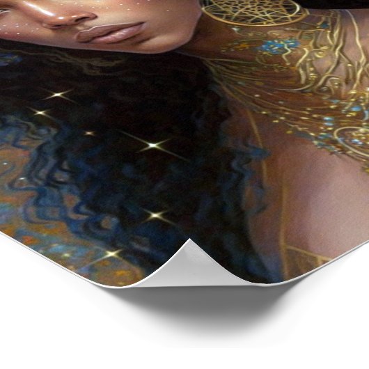 アフリカ系アメリカ人黒女神クイーンファンタジーアートP ポスター (角)