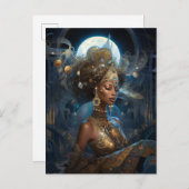 アフリカ系アメリカ人黒女神クイーンファンタジーアートP ポストカード (正面/裏面)