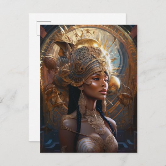 アフリカ系アメリカ人黒女神クイーンファンタジーアートP ポストカード (正面/裏面)